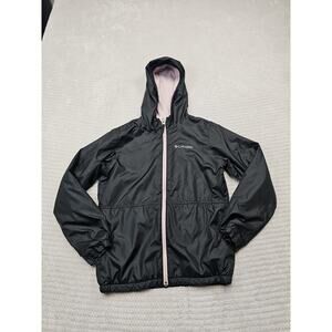 Columbia Jacket Girls Medium 10/12 Black Fleece Lined Full Zip Hooded